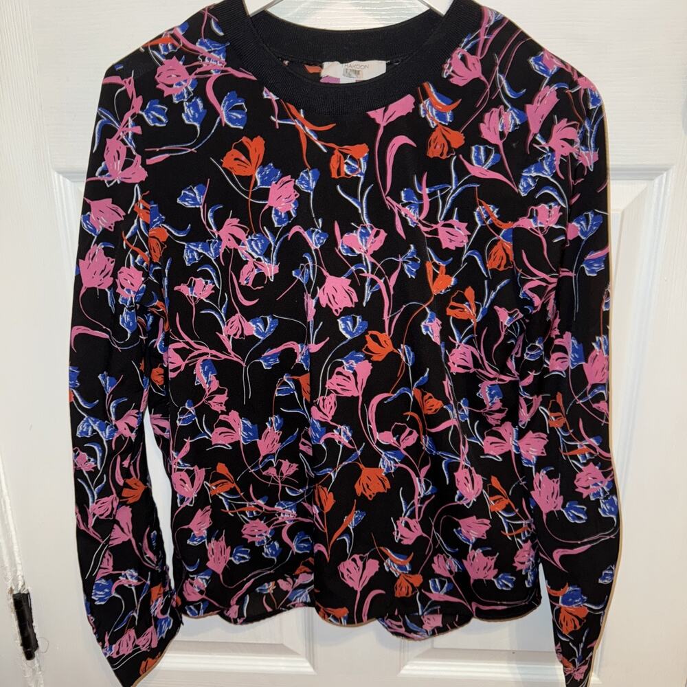 THAKOON Collective Womens Tulip Floral Top Size‎ 8 Long Sleeve Print Blouse